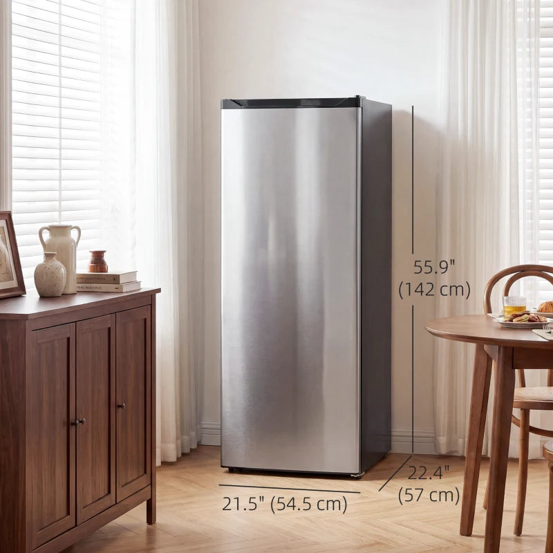HOMCOM 7.0 Cu.Ft Upright Freezer & Refrigerator Combo, Compact Stand-Up Freezer with Adjustable Shelves & Reversible Door