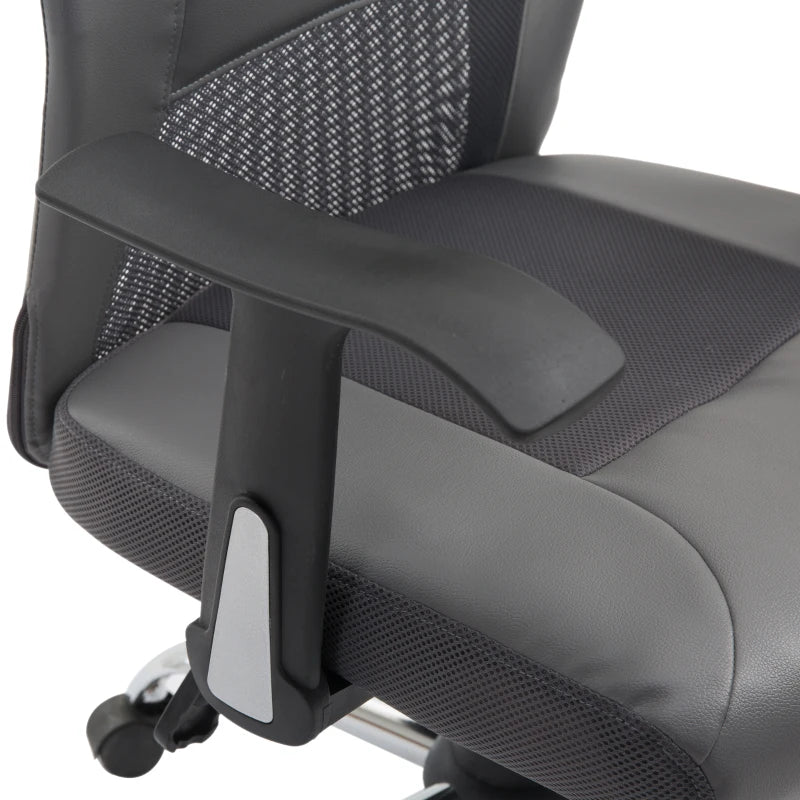 Office Chair High Back Mesh Ergonomic Computer Desk Seat Thick Padded Headrest with Armrest Office Grey