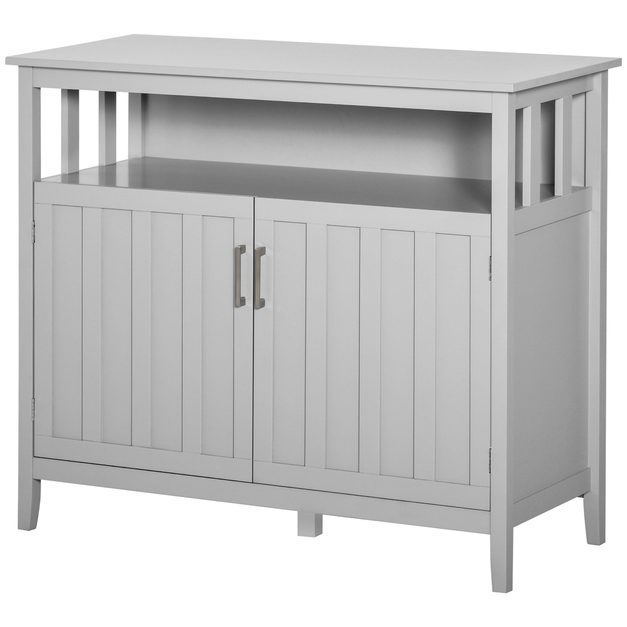 HOMCOM Grey Wall-Mounted Buffet Cabinet: Sideboard Bar Cabinet with Adjustable Shelves, 2 Doors for Kitchen, Dining Room, 41.75"W 