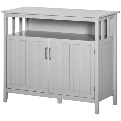 HOMCOM Grey Wall-Mounted Buffet Cabinet: Sideboard Bar Cabinet with Adjustable Shelves, 2 Doors for Kitchen, Dining Room, 41.75"W 