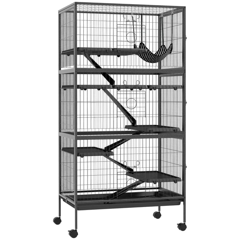 6-Tier Rolling Small Animal Cage, Deluxe Rabbit Cage, Ferret Cage for Mink Chinchilla Kitten Rabbit Charcoal Grey