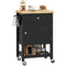 Kitchen Island on Wheels, Rolling Kitchen Cart with Wood Top, Towel Rack, Drawer and Shelf for Dining Area, Black