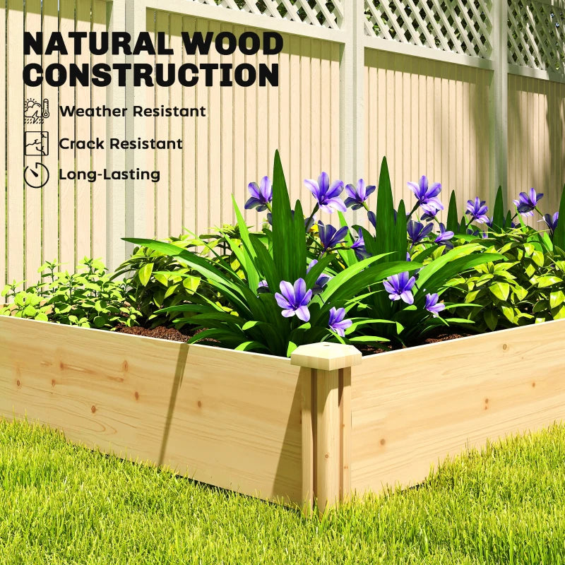 Wooden Raised Garden Bed, Outdoor Planter Box with Divider and Open Bottom for Flowers, Herbs, Vegetables, DIY Painting