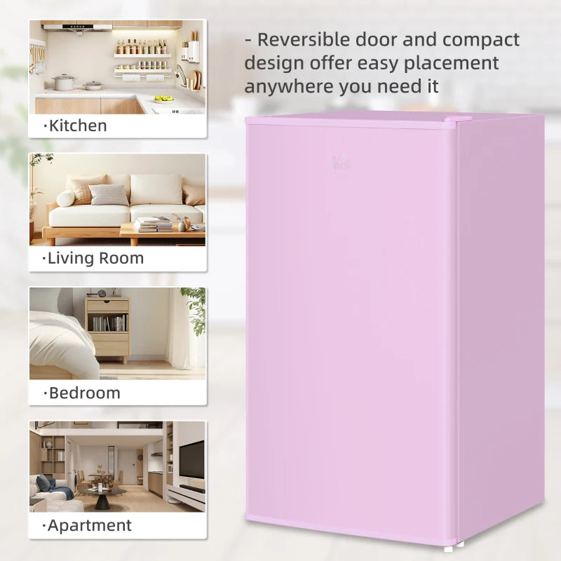Compact Refrigerator, Mini Fridge with Freezer, Adjustable Shelf, Mechanical Thermostat and Reversible Door, Pink