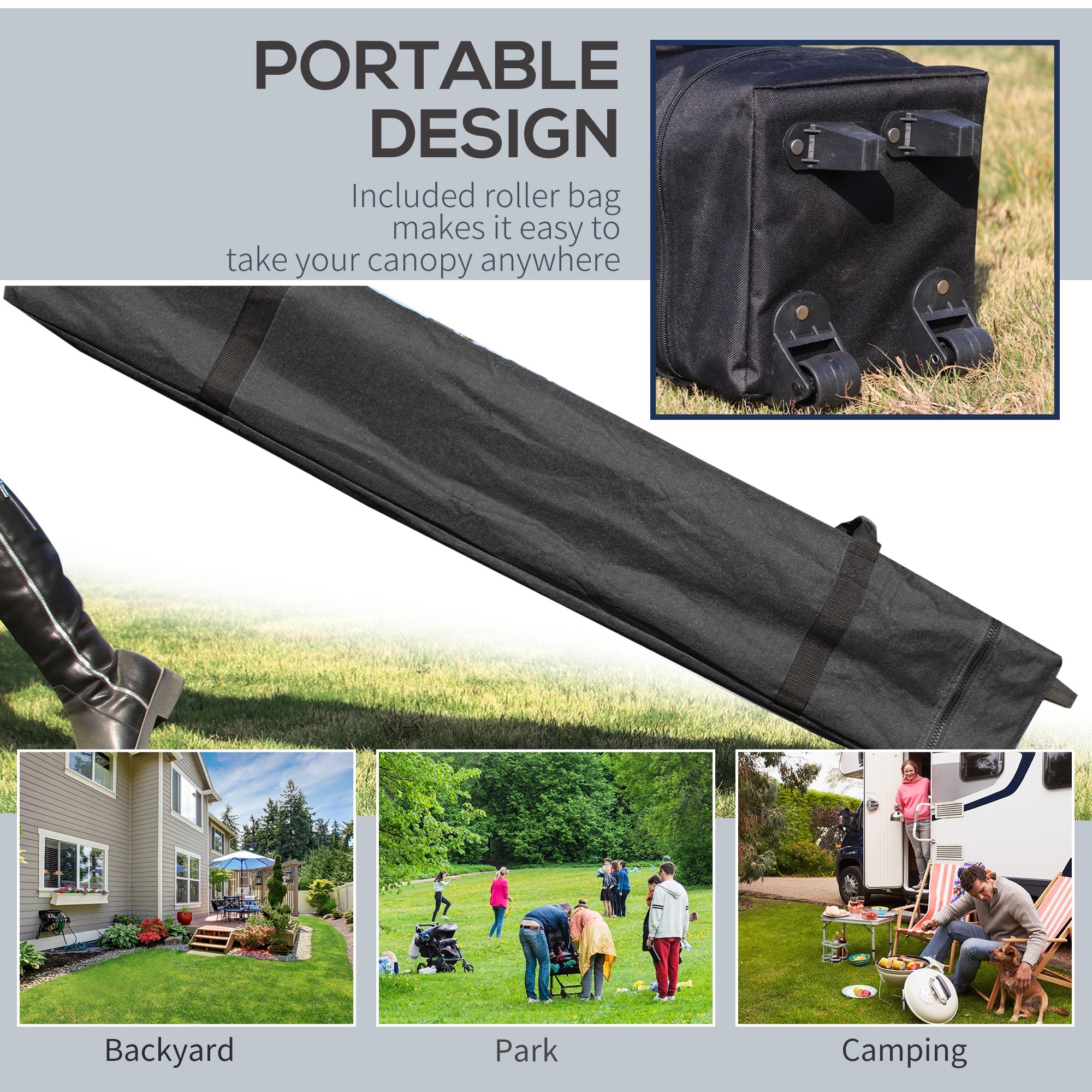 Outsunny 10' x 10' Pop Up Canopy Tent with Adjustable Height, 1 Sidewall, and Wheeled Carry Bag for Outdoor, Garden, Patio, White 