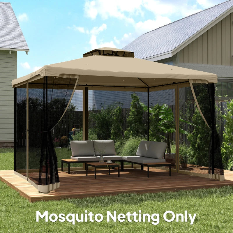 Replacement Mosquito Netting for Gazebo 10' x 13' Black Screen Walls for Canopy with Zippers, Khaki