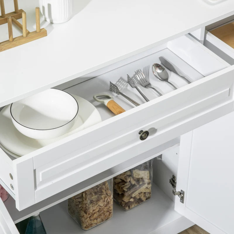 Modern Sideboard Cabinet, Buffet Cabinet with 2 Drawers and Adjustable Shelves, Buffets Tables for Dining Room, White