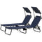 Outsunny Outdoor Chaise Lounge Chairs Set of 2 with Recliner Back and Sunshade for Pool Beach Patio Blue