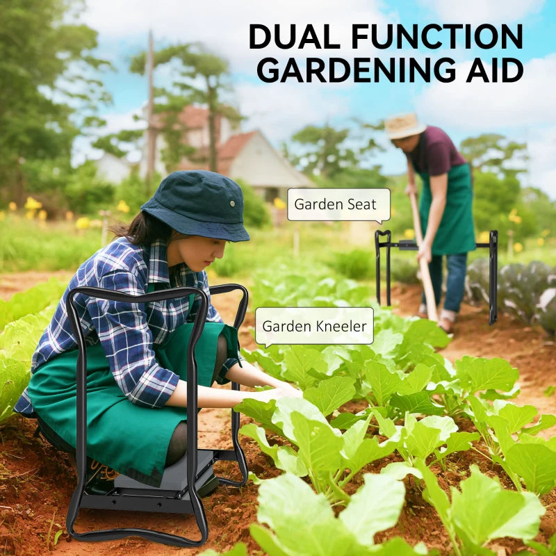 Garden Kneeler and Seat Stool, Folding Gardening Stool Kneeling Chair with Thicken Pad and Handles