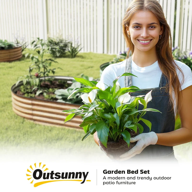 5' x 3' x 1' Large Outdoor Planter Box, Galvanized Raised Garden Bed with Metal Plant Stake, Brown Wood Effect