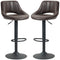 Swivel Bar Stools Set of 2, Faux Leather Upholstered Counter Height Barstools with Round Metal Base