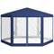 Outsunny Hexagon Party Tent, Patio Gazebo with Netting Mesh, Blue