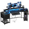 79 inch Gaming Desk with RGB Lights, Computer Table with Power Outlets & USB Ports, Keyboard Tray and 2 Drawers, Black
