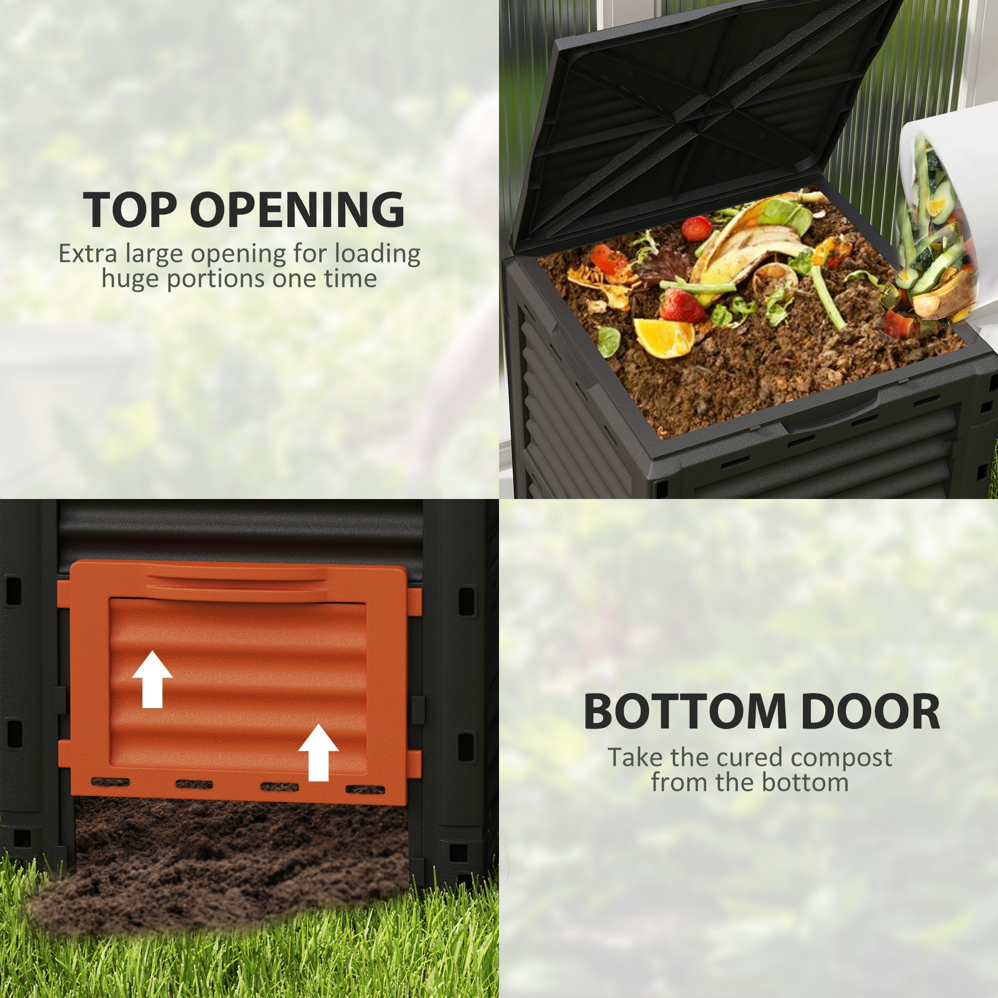 Outsunny Outdoor Compost Bin Garden Container, Fast Creation of Fertile Soil Aerating Compost Box, 80 Gallon, Orange 