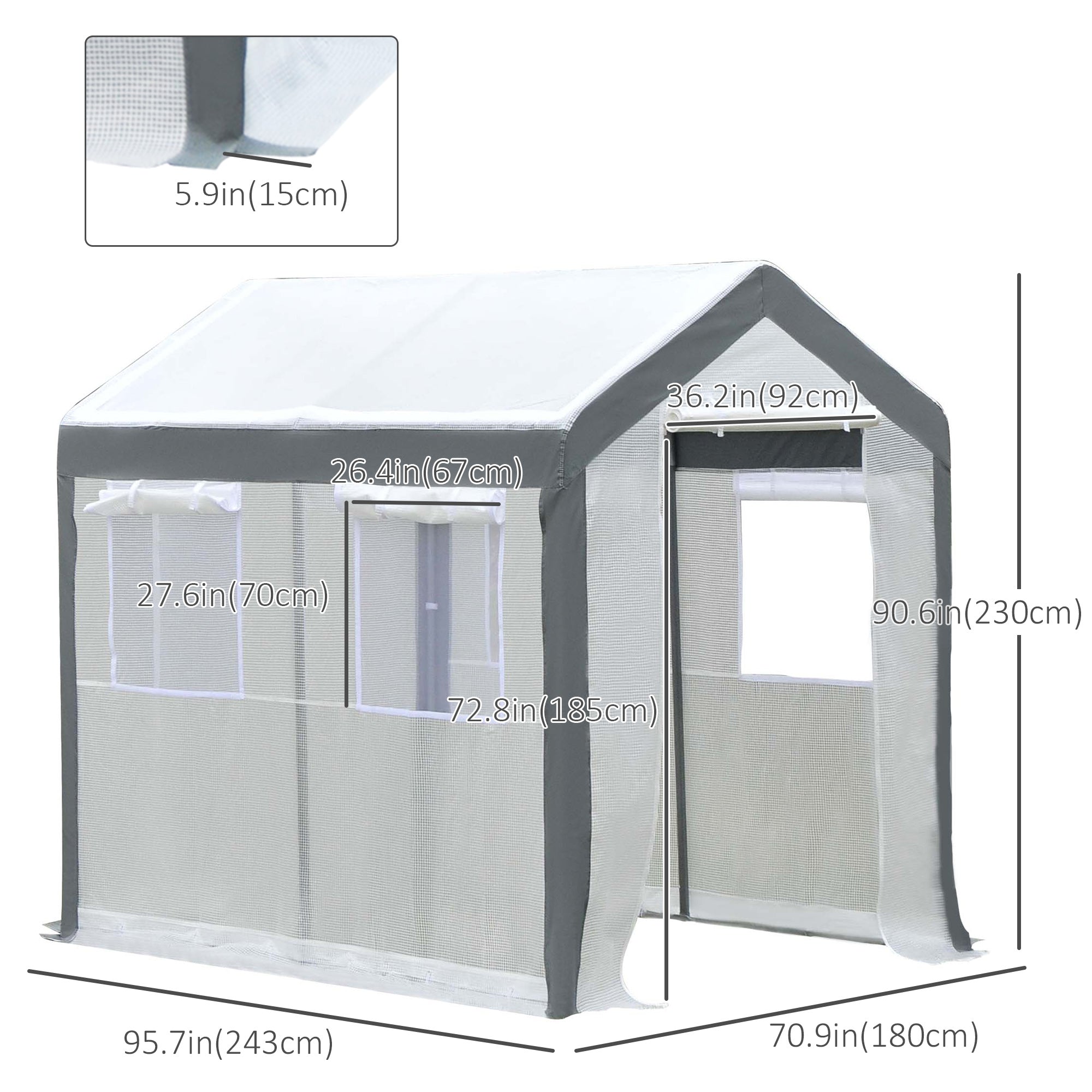 Outsunny Heavy-duty Walk-in Greenhouse 8' x 6' x 7.5' Outdoor Polytunnel for Vegetable Plant Growth Warm House 
