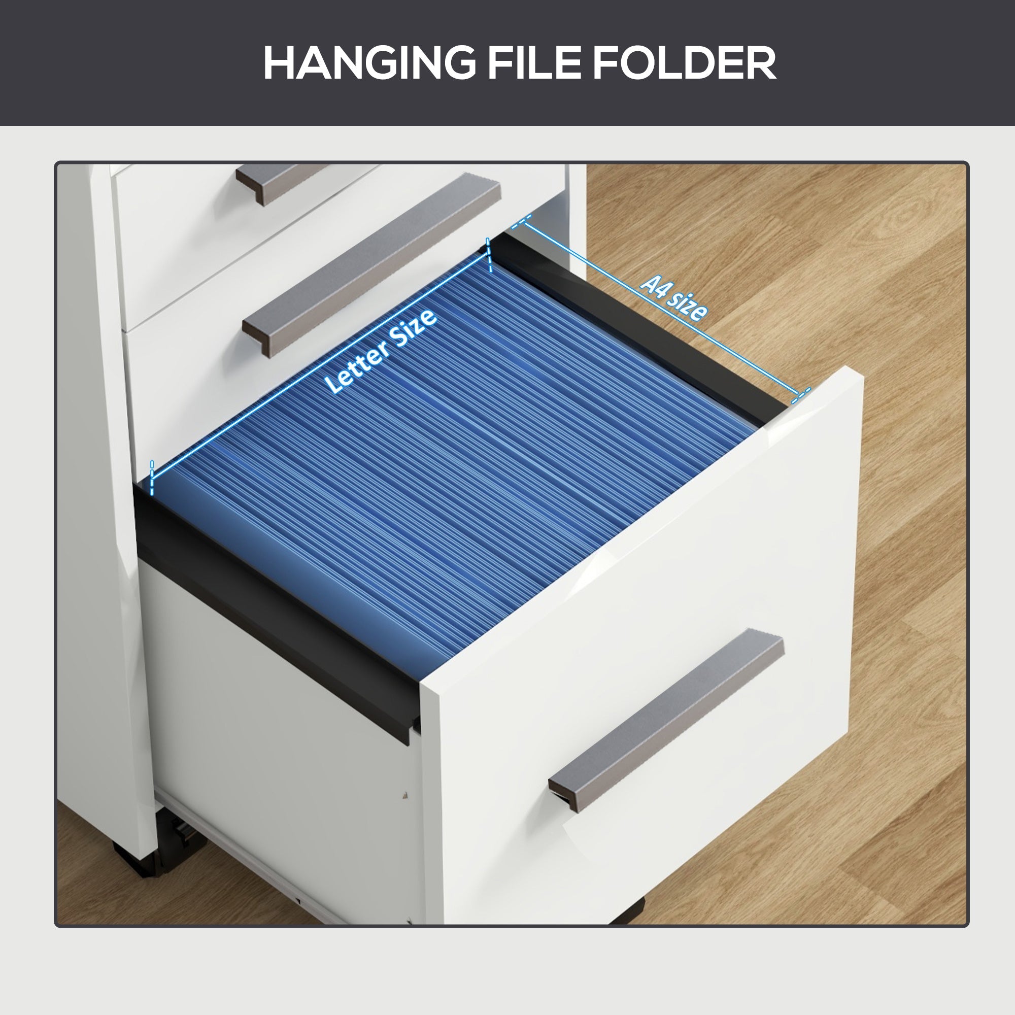 HOMCOM Mobile Filing Cabinet: 3-Drawer Vertical Unit with Lock & Wheels for Letter/Legal Docs, White 