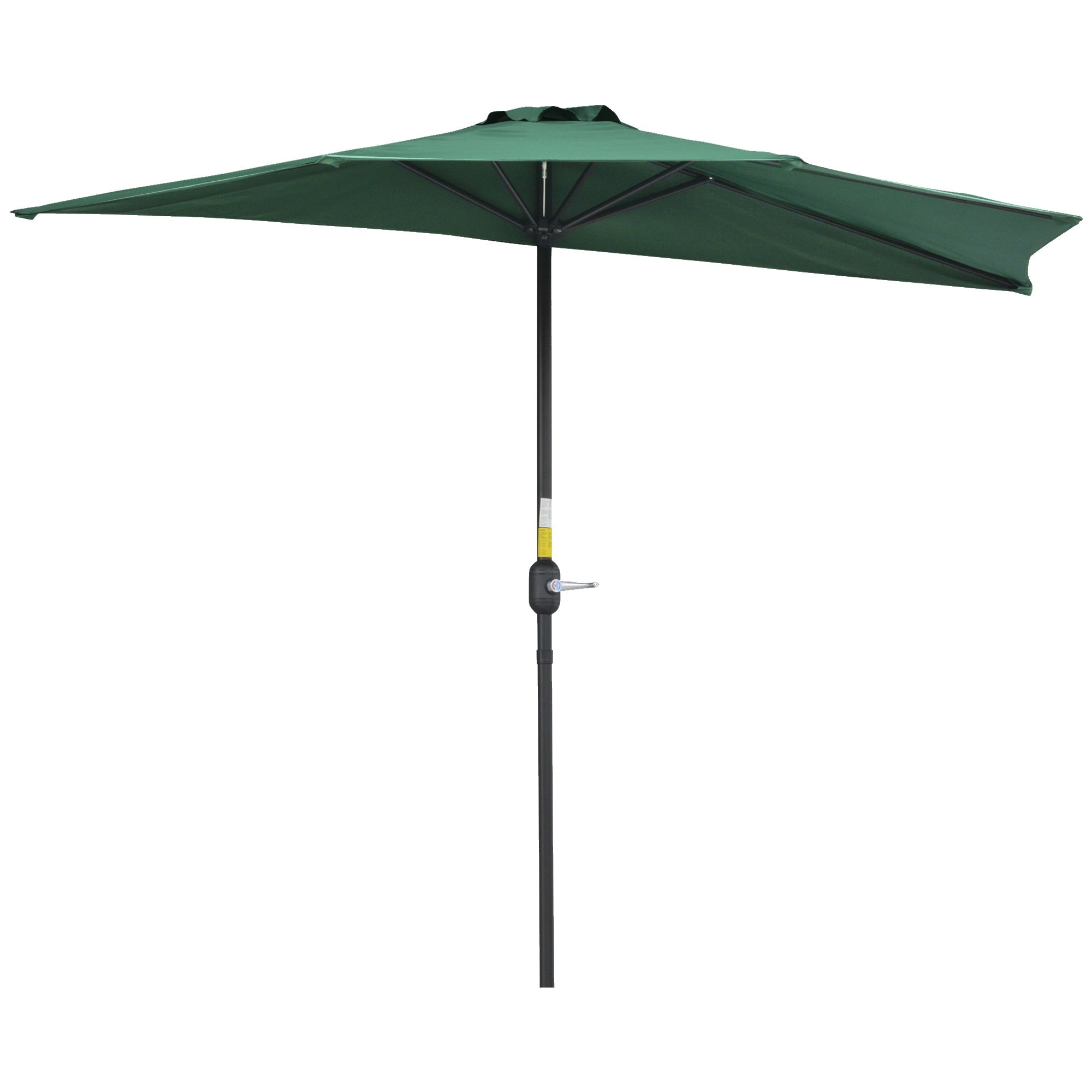 Outsunny Balcony Umbrella: 9ft Half Round Patio Garden Parasol Sun Shade Dark Green 