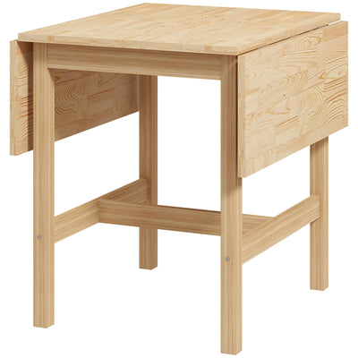 HOMCOM Solid Wood Kitchen Table, Farmhouse Drop Leaf Tables for Small Spaces, Folding Dining Table, Nature Wood 
