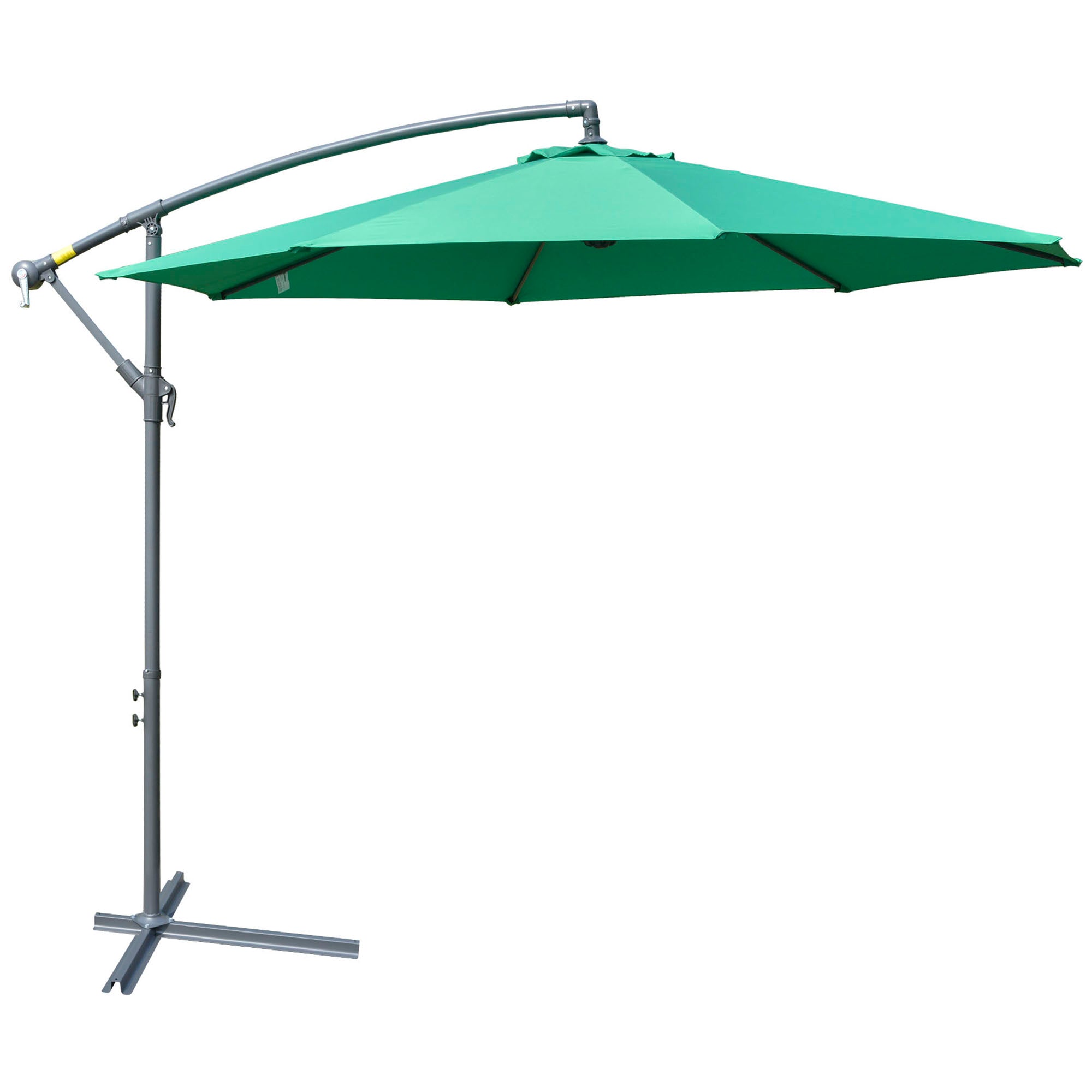 Outsunny 10ft Banana Hanging Rattan Set Sun Shade Patio Umbrella Cantilever Green 