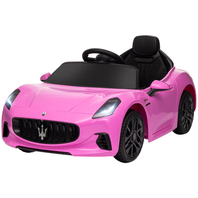 Qaba 12V Maserati Gran Turismo Licensed Kids Electric Car w/ Remote Control, Soft Start, LED Lights, Music, Horn, MP3, Pink 