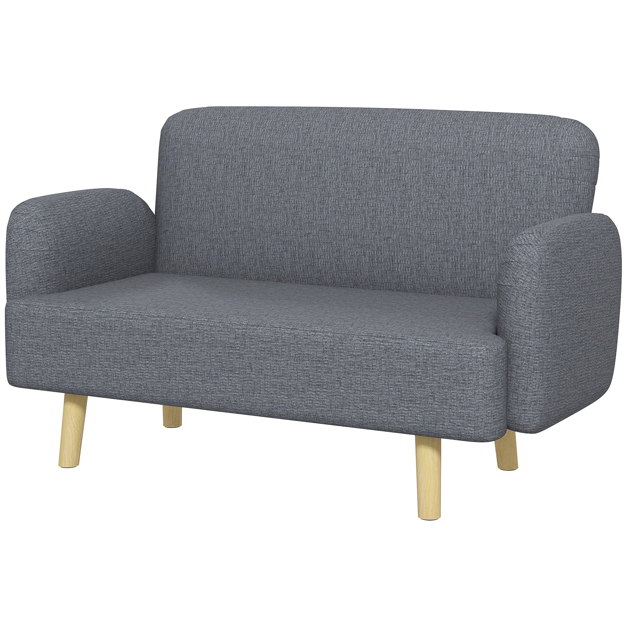 HOMCOM Velvet Feel Fabric 2 Seater Sofa, Small Sofa Loveseat with 8.3" Thick Padding and Wood Legs, Grey 
