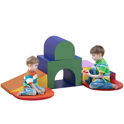 Qaba 7-Piece Soft Foam Play Set: Toddler Stairs, Ramp, Colorful Educational Activity Toys 