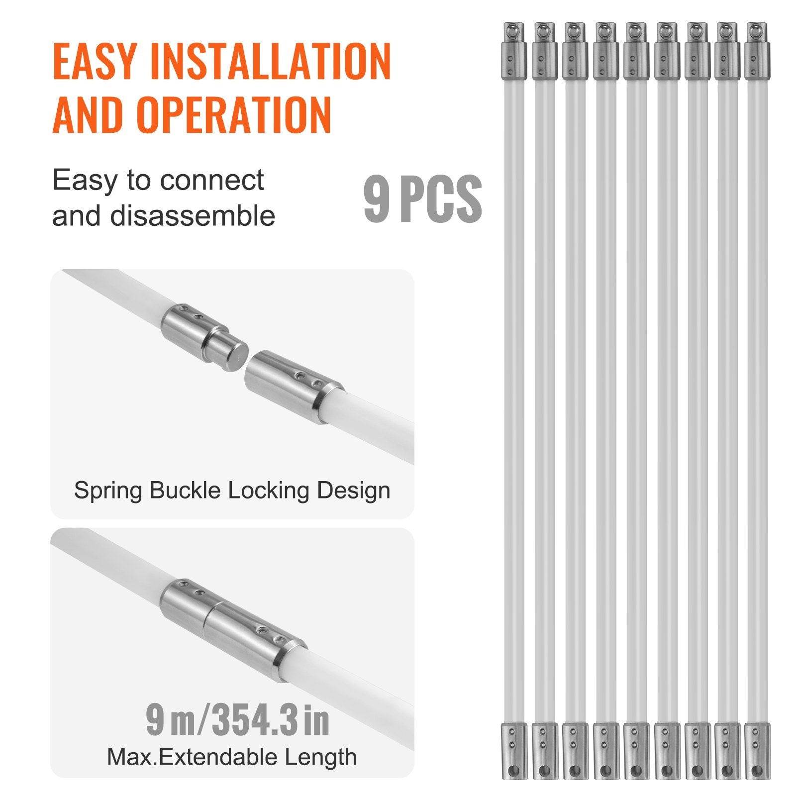 30 Feet Chimney Sweep Kit, W 9 Reinforced Nylon Flexible Rods, Ergonomic Chimney Cleaning Brush, 360-Degree Brush Chimney Cleaner, Rich Accessories For Fireplace Flue Home Use Fits Most Pipes 