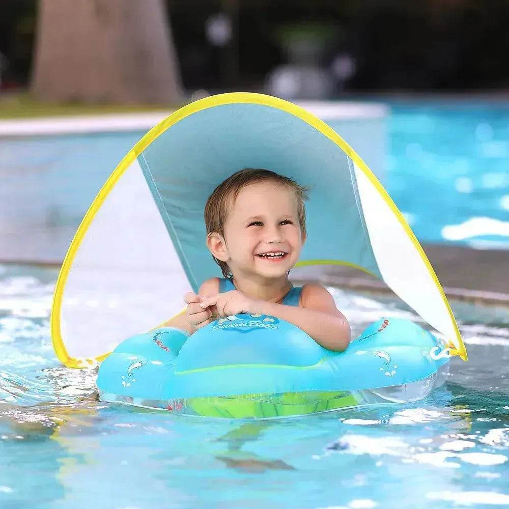 Baby Swimming Float With Canopy Inflatable Infant Floating Ring Kids Swim Pool Accessories Circle Bathing Summer Toys 