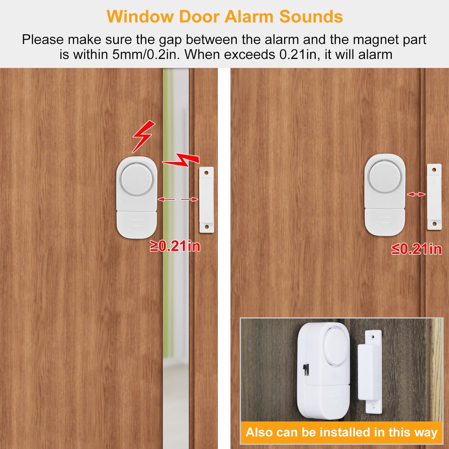 Wireless Window Door Magnet Alarms Magnetic Sensor Security Burglar Alarm For Kid Safety w/ Batteries