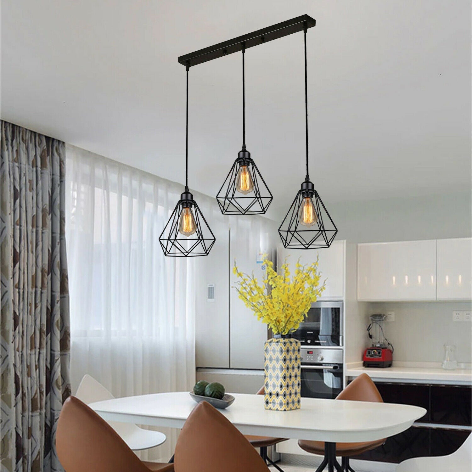 Industrial Geometric Cage Pendant Lamps Ceiling Light Fixtures~1176