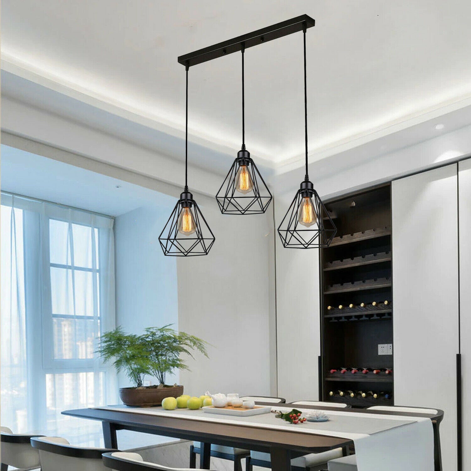 Industrial Geometric Cage Pendant Lamps Ceiling Light Fixtures~1176