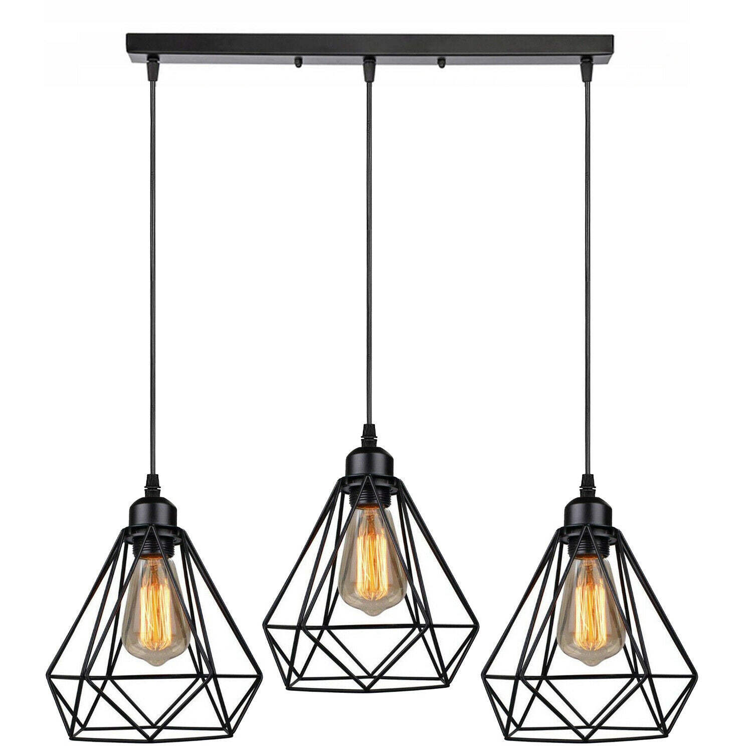 Industrial Geometric Cage Pendant Lamps Ceiling Light Fixtures~1176