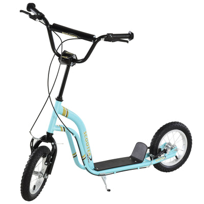 Aosom Youth Scooter Street Scooter for Teens w/ 12'' Inflatable Front Wheel Dual Brakes for 5+ Year Old Kids 