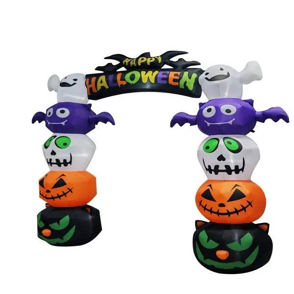 8.2 FT Cute Halloween Inflatables Pumpkin Archway Outdoor Decoration, Giant Blow Up Yard Arch Decorations With Built-in LED Lights For Holiday Party Front Yard Lawn Garden Decor 