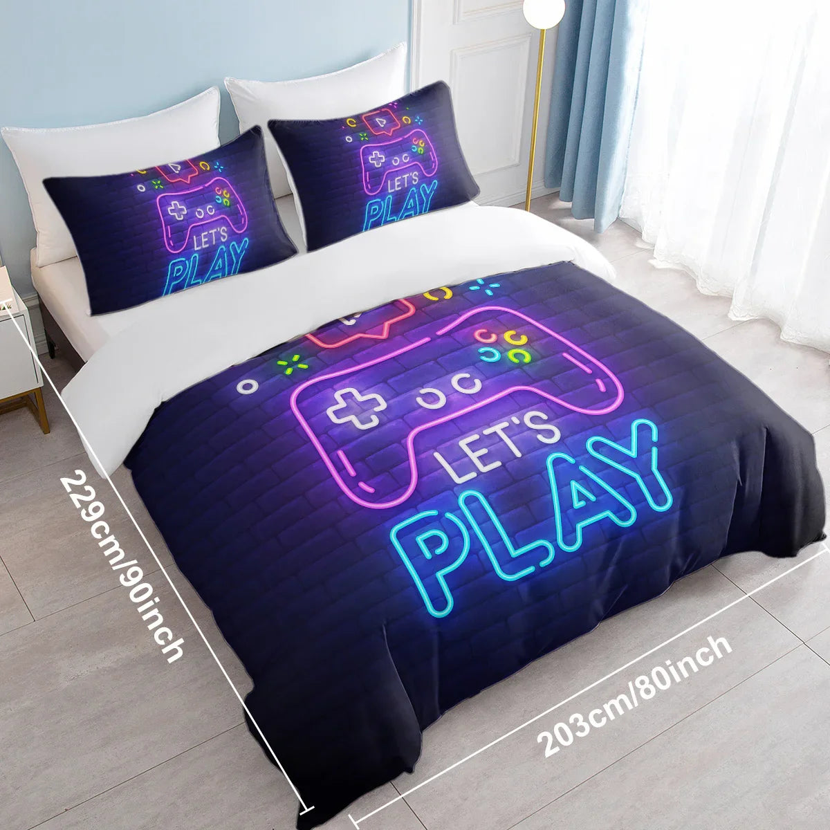 Gaming Duvet Cover Set Twin Full Queen King Size Video Game Controller Bedding Set, Boys Video Games Comforter Cover With 2 Pillow Shams, Bed Set For Boys Girls Bedroom Decor 
