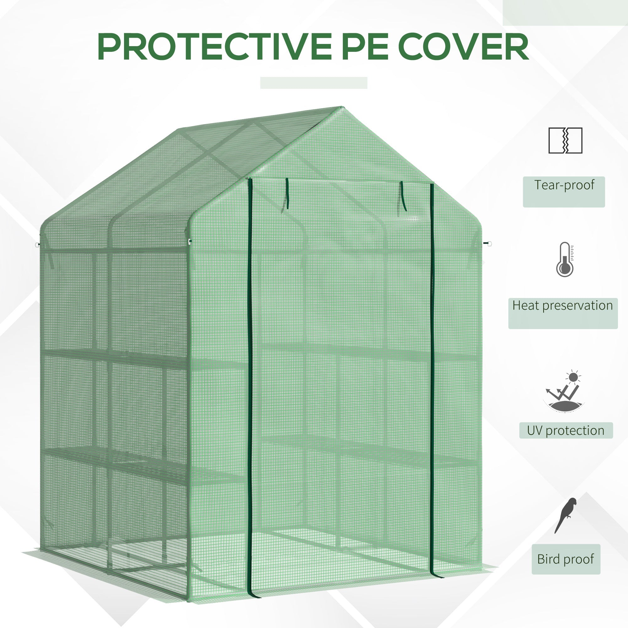 Outsunny Walk-in Grow Sanctuary: 56" x 54" x 74"Portable Outdoor Botanical Warm Abode with 8 Shelves Clear Cover 