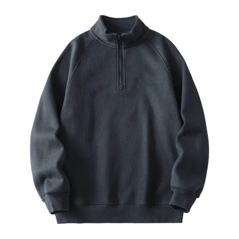 Autumn Winter half zip Stand-collar Fleece Sweatshirt Pullover tops for men 