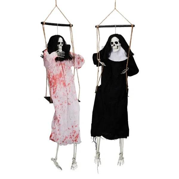 Outdoor Halloween Decorations 2 Packs Hanging Ghosts Decor With Lighted Up Eyes And Horror Scream, 3ft Scary Grim Reaper Swinging Ghost Flying For Yard Patio Lawn Garden 