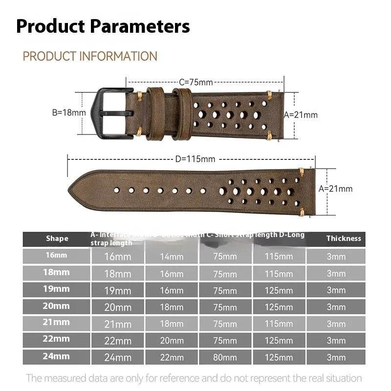 20mm Watch First Layer Cow Leather Watch Strap Retro Comfort 