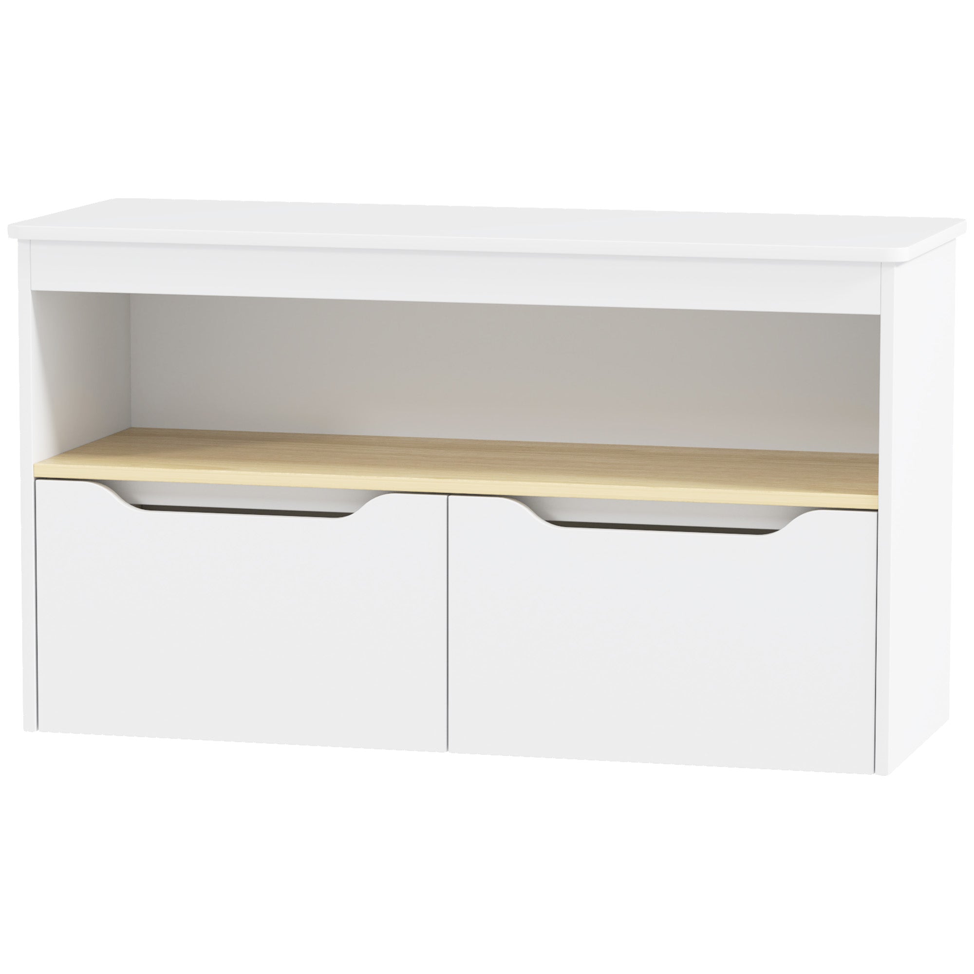 Qaba Kids Bookshelf with 2 Drawers, Large Tabletop, Shelf, for Nursery, Kids Room, Bedroom, Living Room, White 