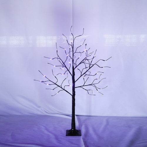 3 Pac Halloween Spooky Tree With Purple Lights, 4FT 5FT And 6FT, Lighted Black Tree For Halloween Decoration 