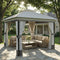 10' x 10' Patio Gazebo with Double Roof, Mesh Netting & Curtains, Steel Frame Outdoor Garden Gazebo, Light Grey