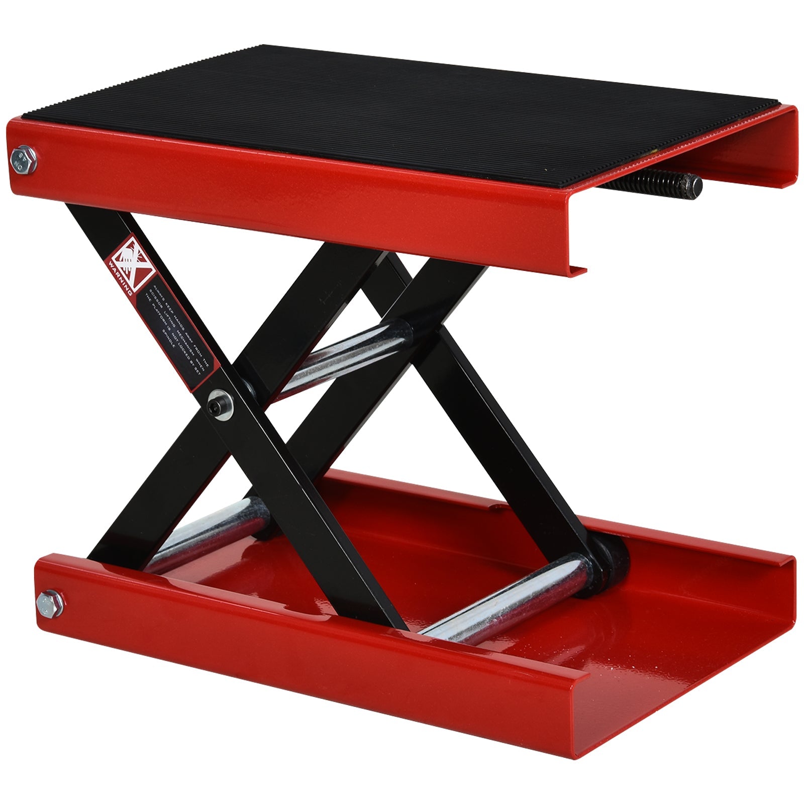HOMCOM 1100lbs Motorcycle Jack, Height Adjustable Motorcycle Scissor Lift Jack with Anti-Slip Wide Deck for Home Garage, Red 