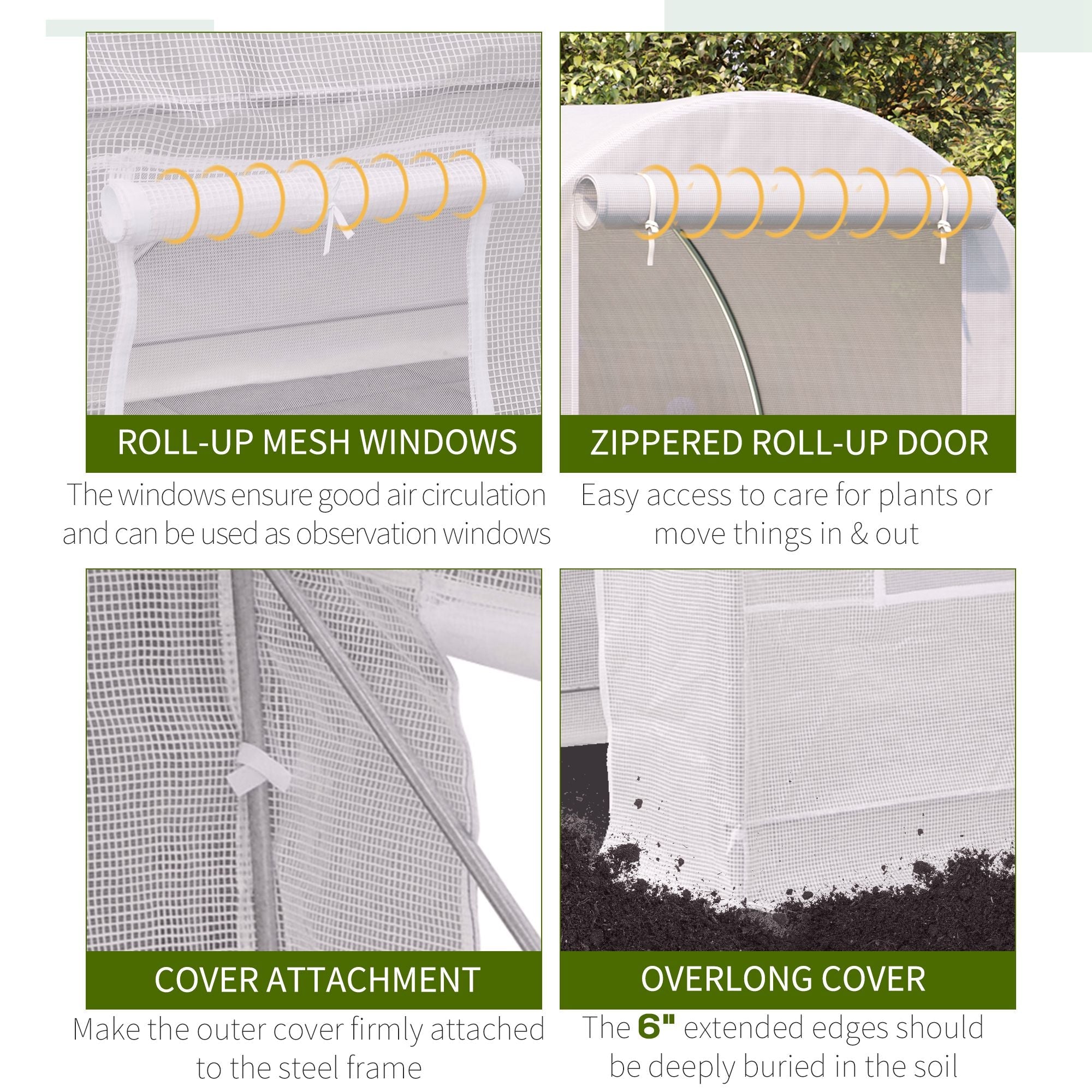 Outsunny Portable Walk-in Grow Tent: 8.2x6.6x6.6ft with Door and Ventilation Window for Garden Plant Growing, White 