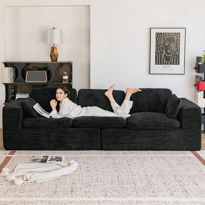 110" Oversized Cloud Sofa – 3-Seater Boneless Couch with Plush Corduroy