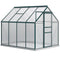 Outsunny 6' x 8' x 6.5' Polycarbonate Greenhouse, Walk-in Green House with Adjustable Roof Vent Galvanized Base Sliding Door Rain Gutter for Outdoor Garden Backyard, Green
