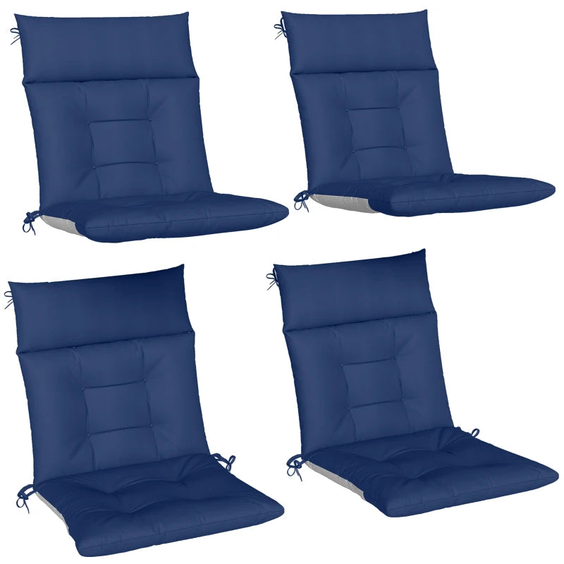 Patio Chair Cushions Set of 4, Waterproof Non-Slip Lounge Chair Cushions, 44"x21", Navy Blue