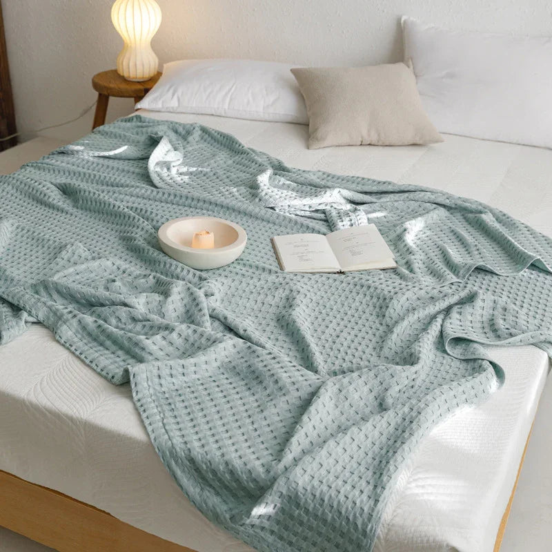 Waffle Cotton Yarn Air Conditioner Summer Cooling Duvet Solid Color Dormitory Comforter 