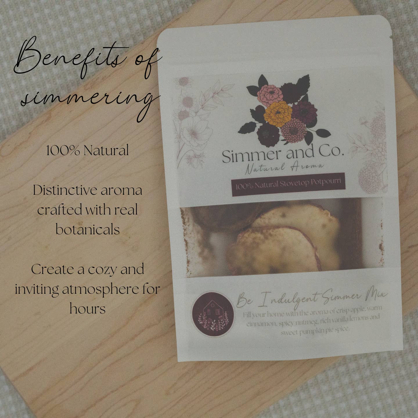 Be Indulgent Simmer Pot Mix – Cozy Apple Vanilla Spice 