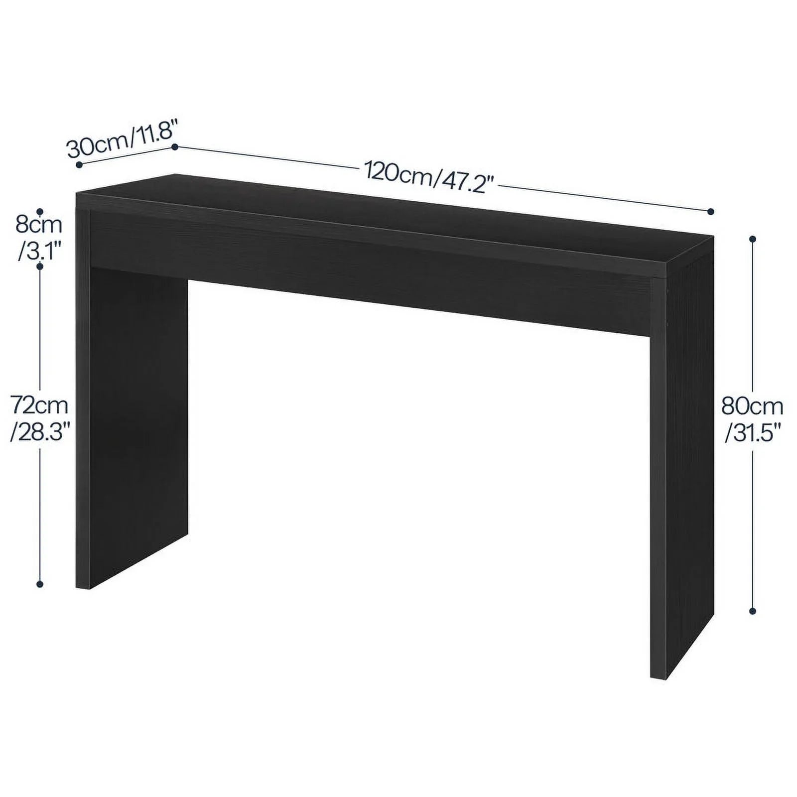 HOOBRO 47.2-Inch Console Table with Open Storage Shelf, Modern Entryway Sofa Table, Black